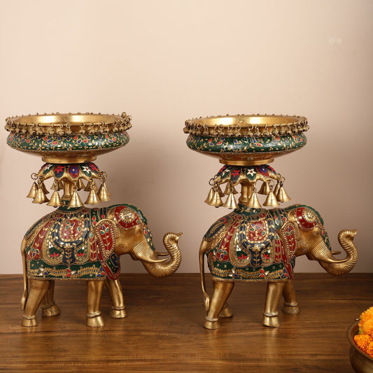 Brass elephant urli Large 21 inch pair