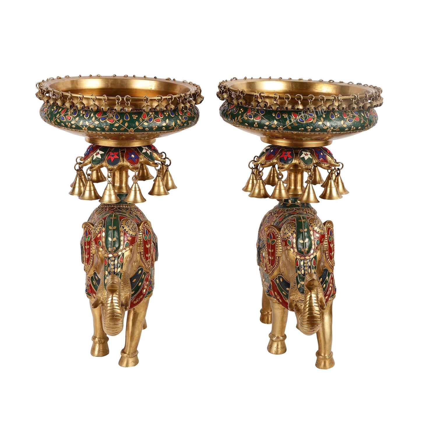 Brass elephant urli Large 21 inch pair