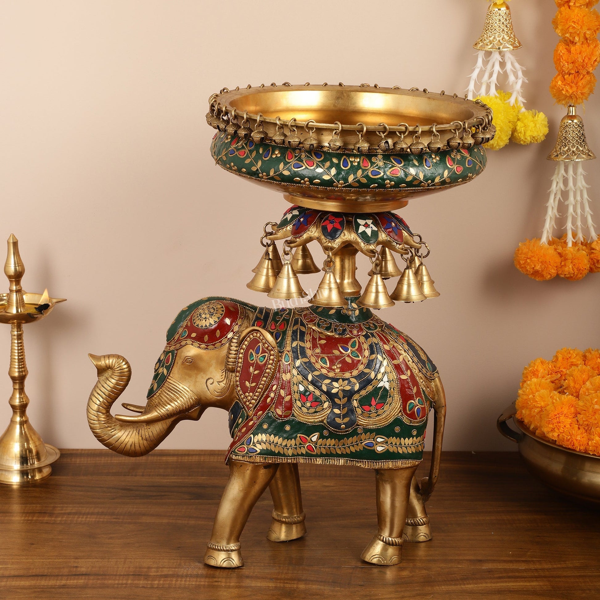 Brass elephant urli Large 21 inch