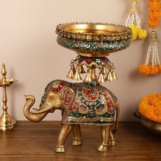 Brass elephant urli Large 21 inch