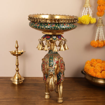 Brass elephant urli Large 21 inch
