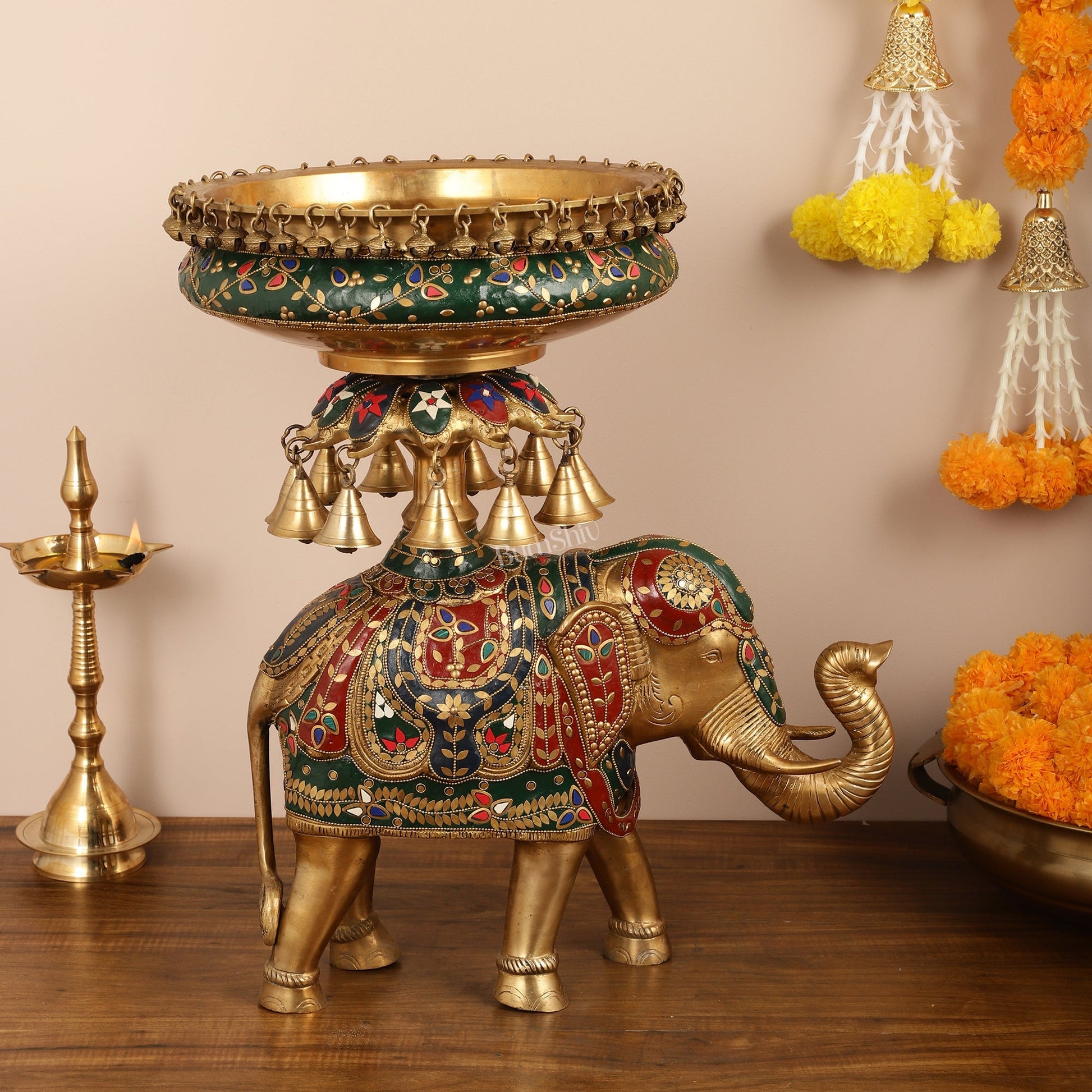 Brass elephant urli Large 21 inch