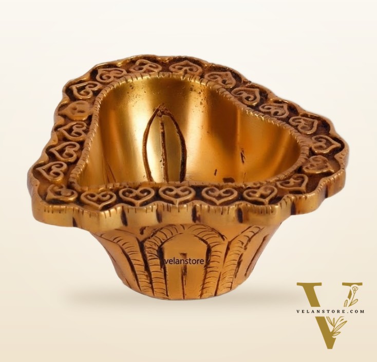 Brass engraved diya small size set of 5