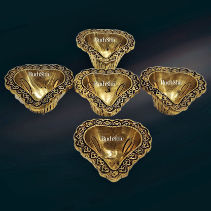 Brass engraved diya small size set of 5