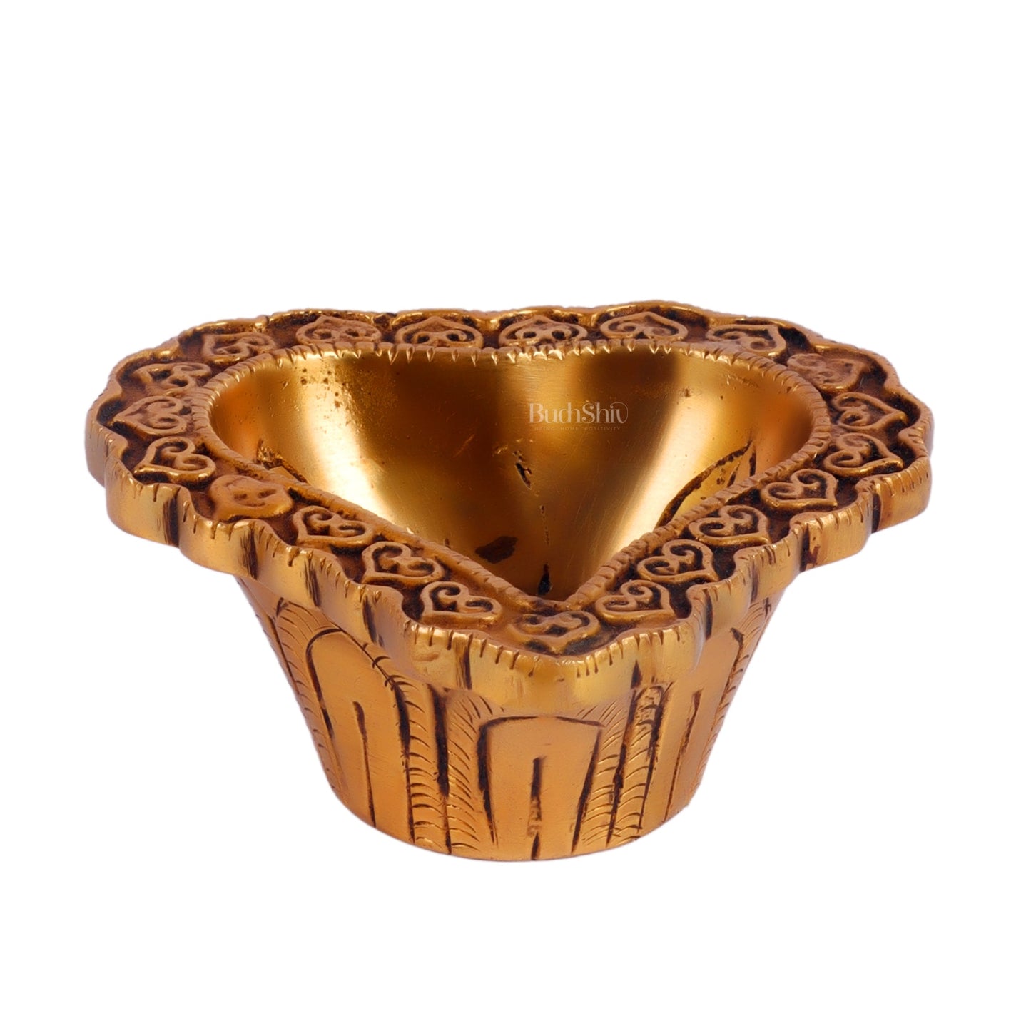 Brass engraved diya small size