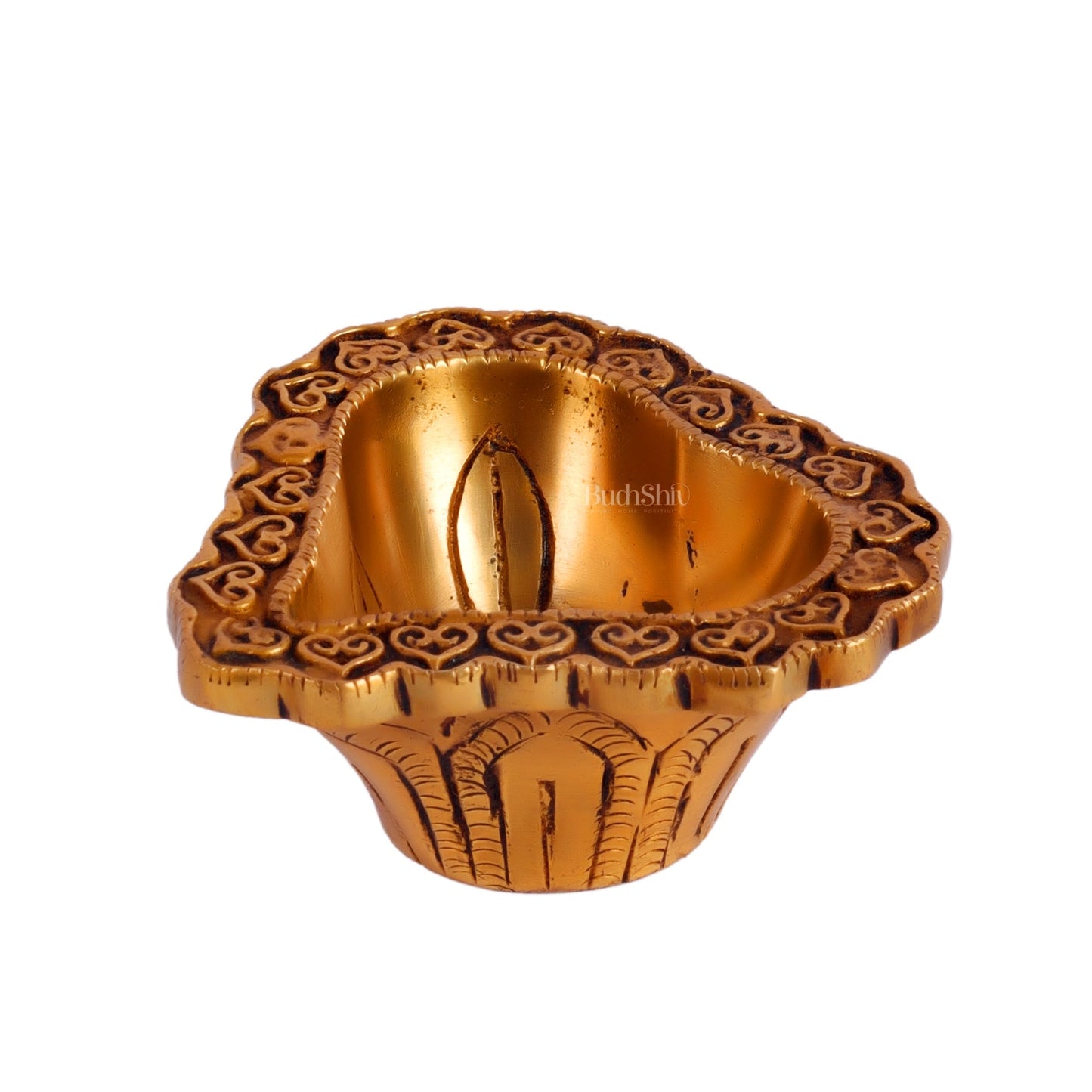 Brass engraved diya small size