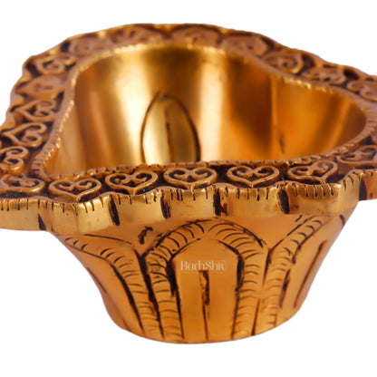 Brass engraved diya small size