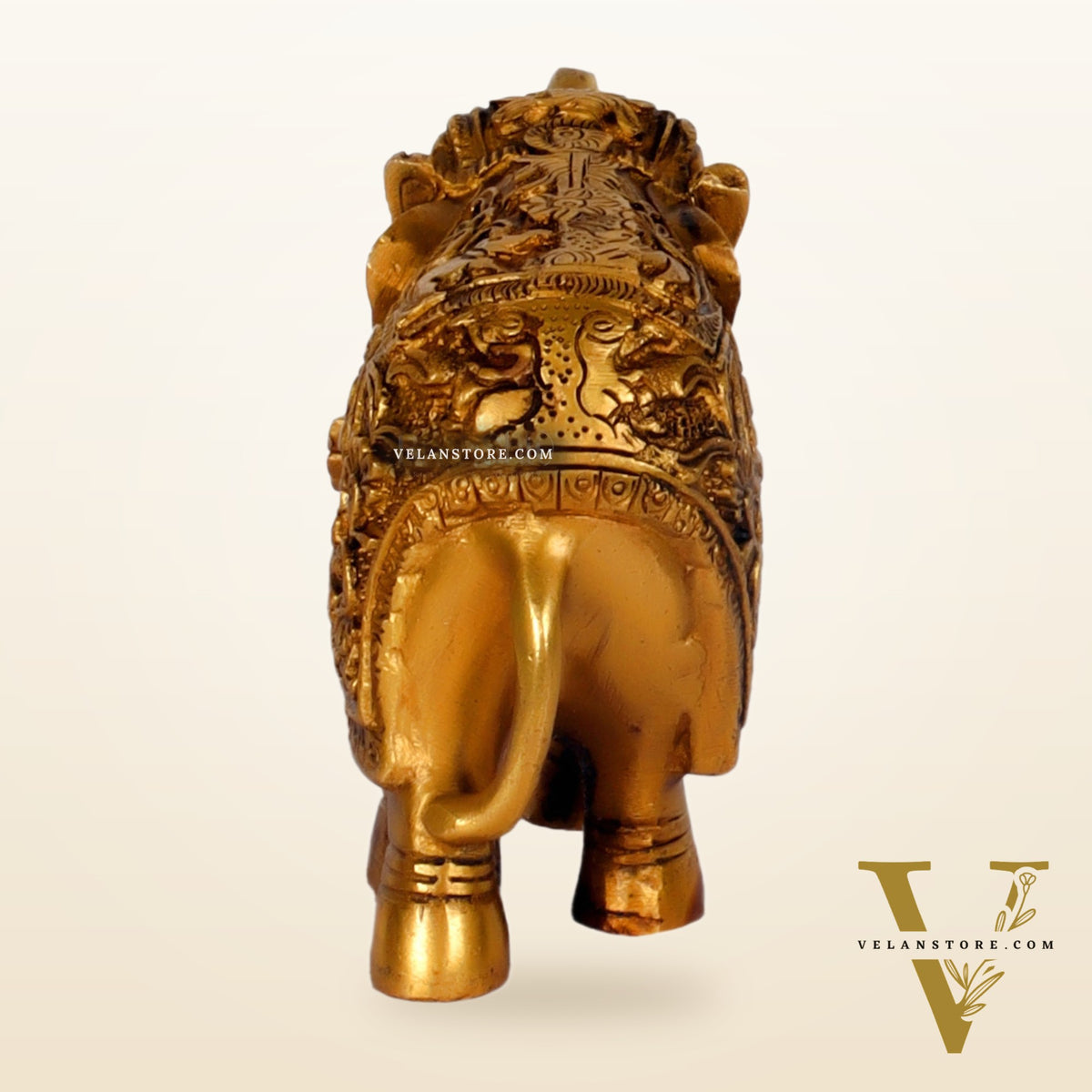 Brass Engraved Elephant Statue table accent 5"