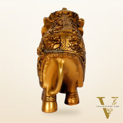 Brass Engraved Elephant Statue table accent 5"