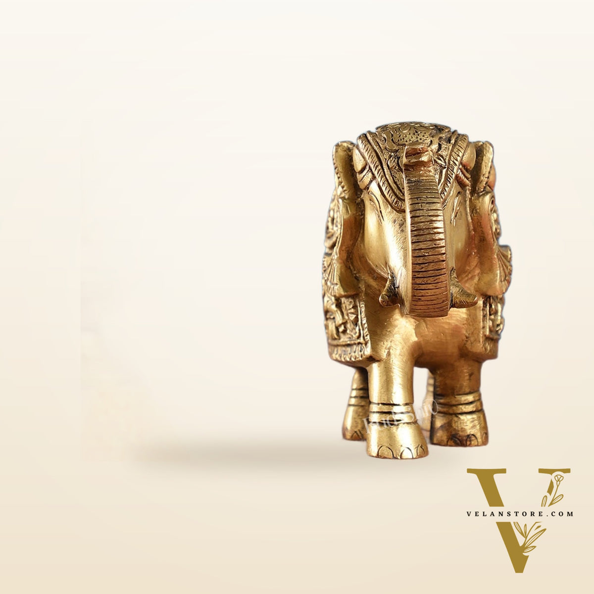 Brass Engraved Elephant Statue table accent 5"