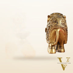Brass Engraved Elephant Statue table accent 5"