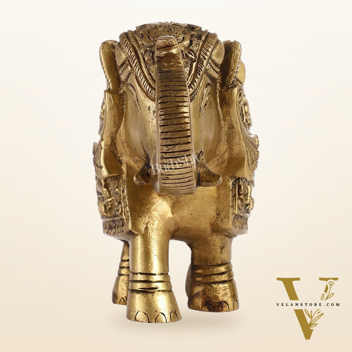 Brass Engraved Elephant Statue table accent 5"