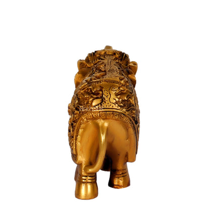 Brass Engraved Elephant Statue table accent 5"