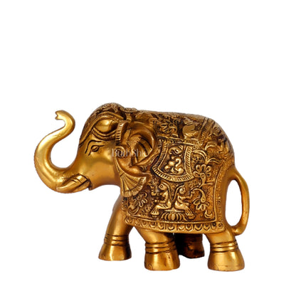 Brass Engraved Elephant Statue table accent 5"
