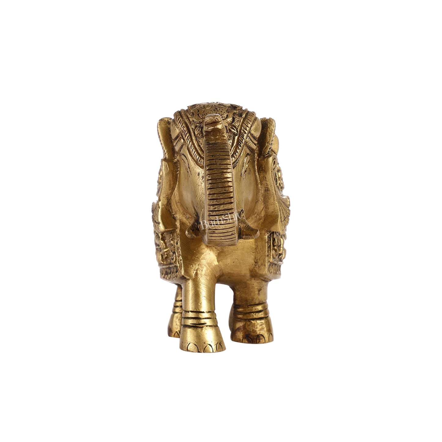 Brass Engraved Elephant Statue table accent 5"