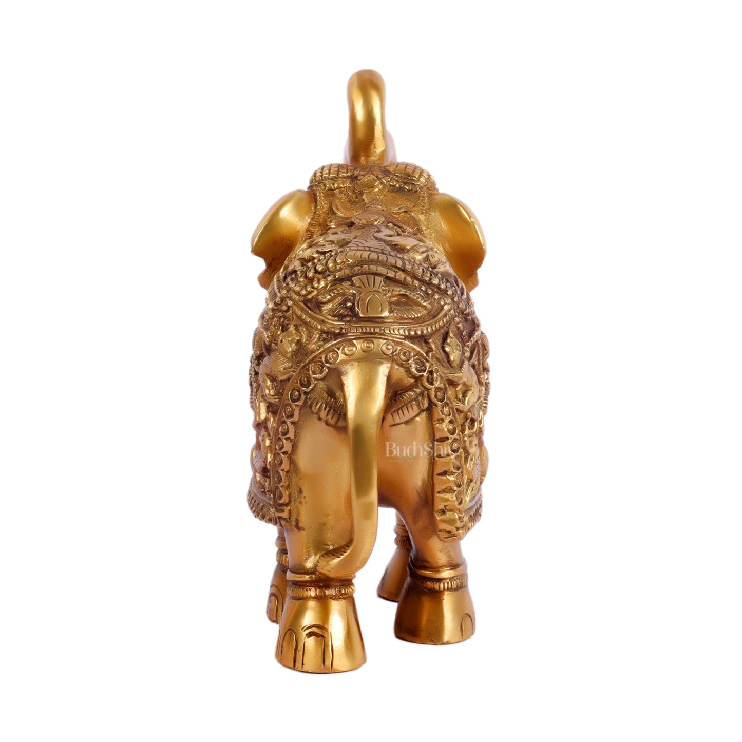 Brass Engraved Elephant Statue table accent 7"