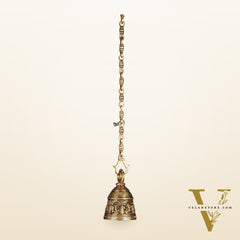 Brass Engraved Ganesha as Musicians Hanging Temple Bell