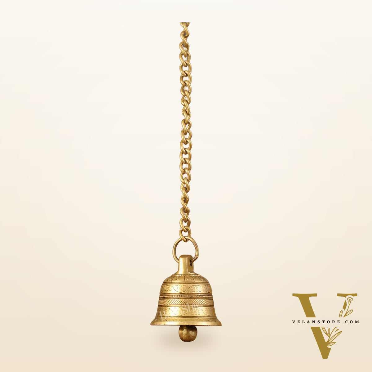 Brass Engraved hanging bell 2.5 inch diameter