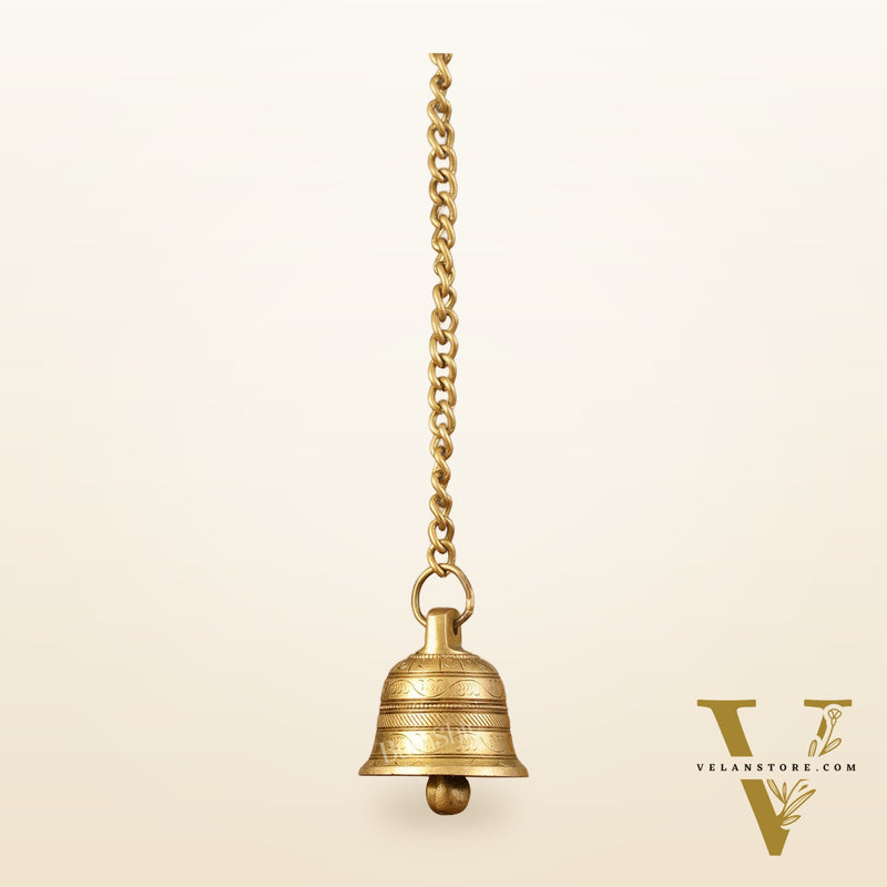 Brass Engraved hanging bell 2.5 inch diameter