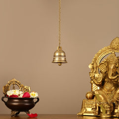 Brass Engraved hanging bell 3.5 inch diameter
