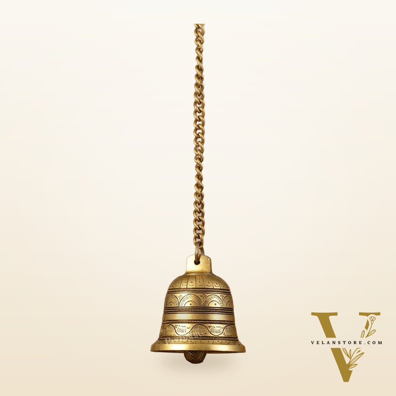 Brass Engraved hanging bell 4 inch diameter