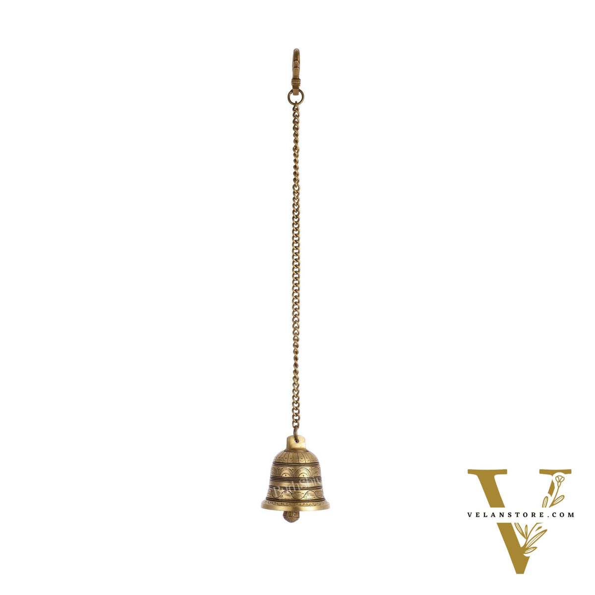 Brass Engraved hanging bell 4 inch diameter