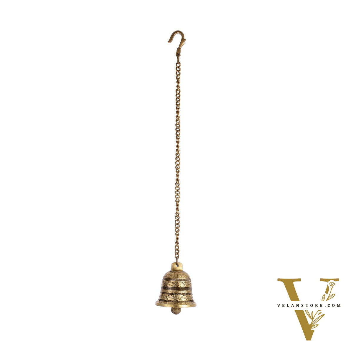 Brass Engraved hanging bell 4 inch diameter