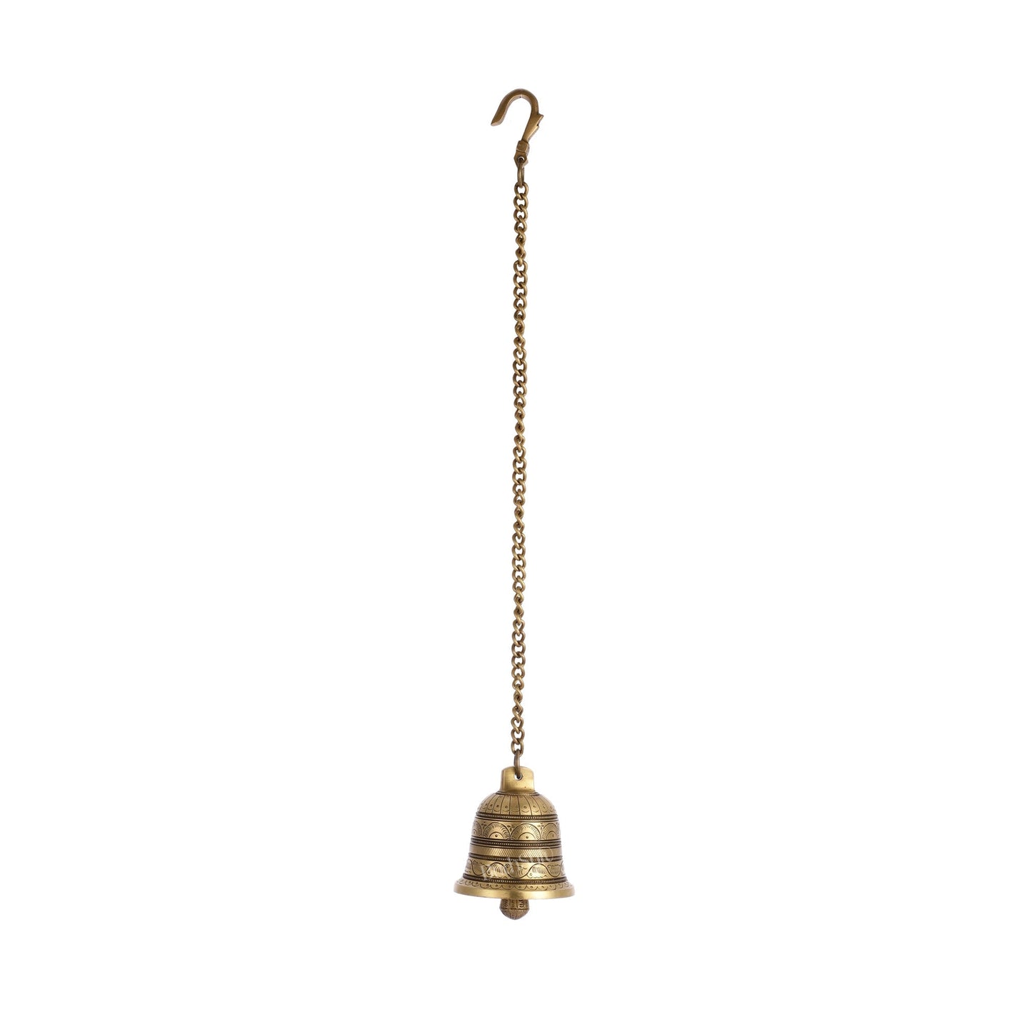 Brass Engraved hanging bell 4 inch diameter