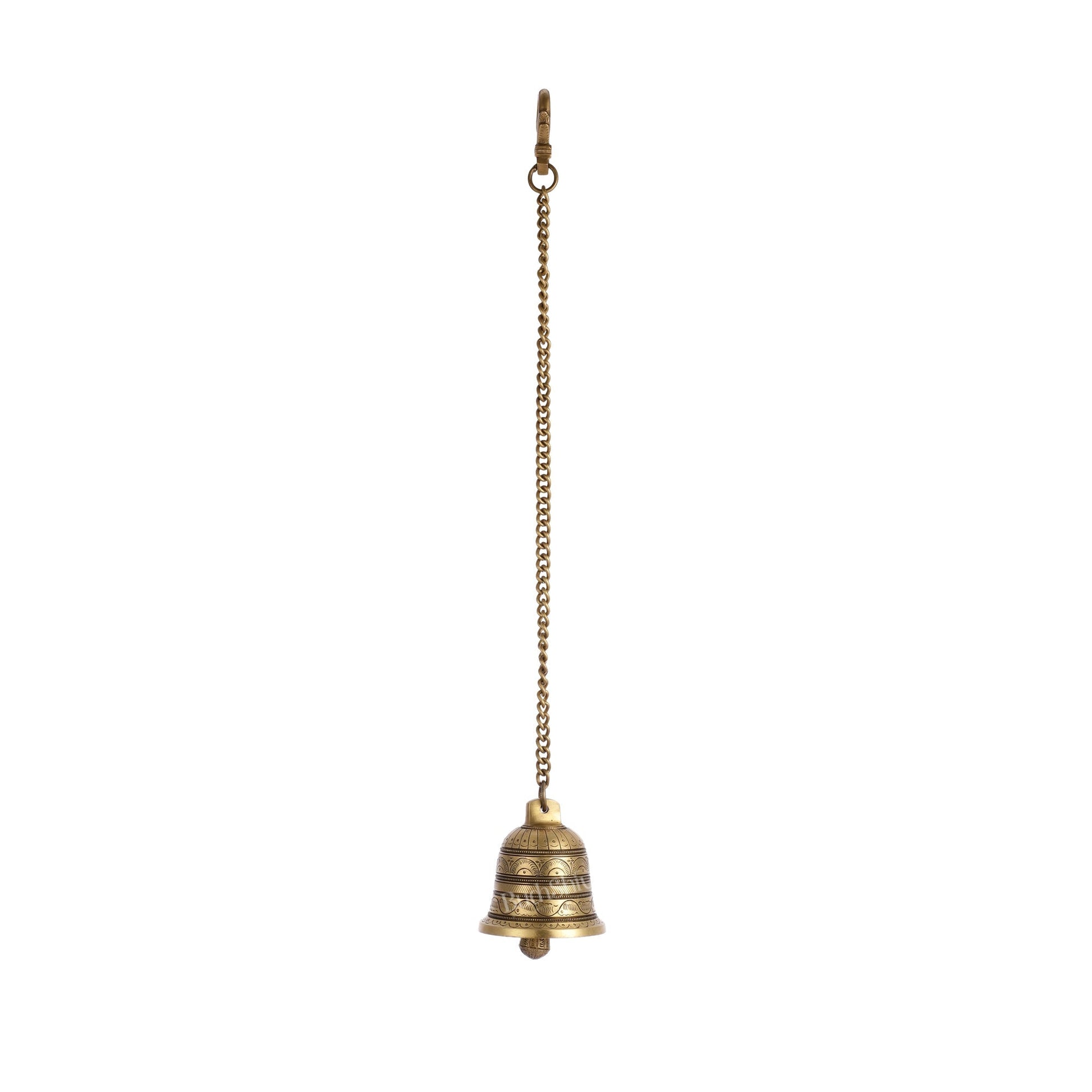 Brass Engraved hanging bell 4 inch diameter