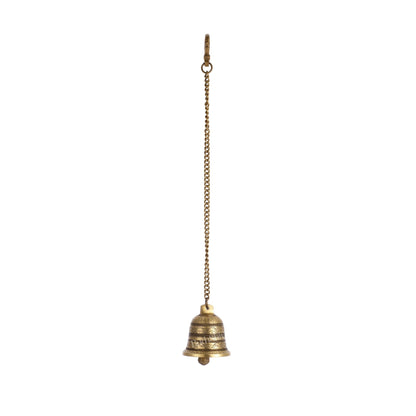 Brass Engraved hanging bell 4 inch diameter