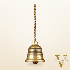Brass Engraved hanging bell 4.5 inch diameter