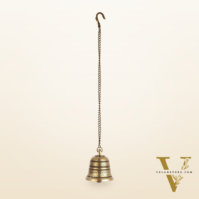 Brass Engraved hanging bell 4.5 inch diameter