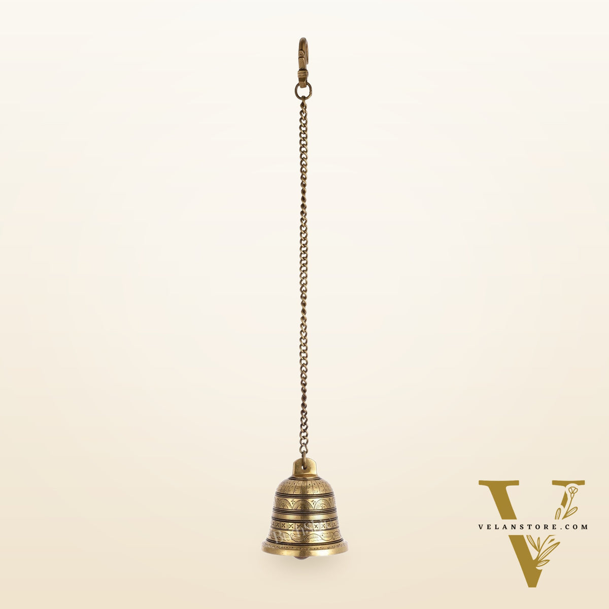 Brass Engraved hanging bell 4.5 inch diameter
