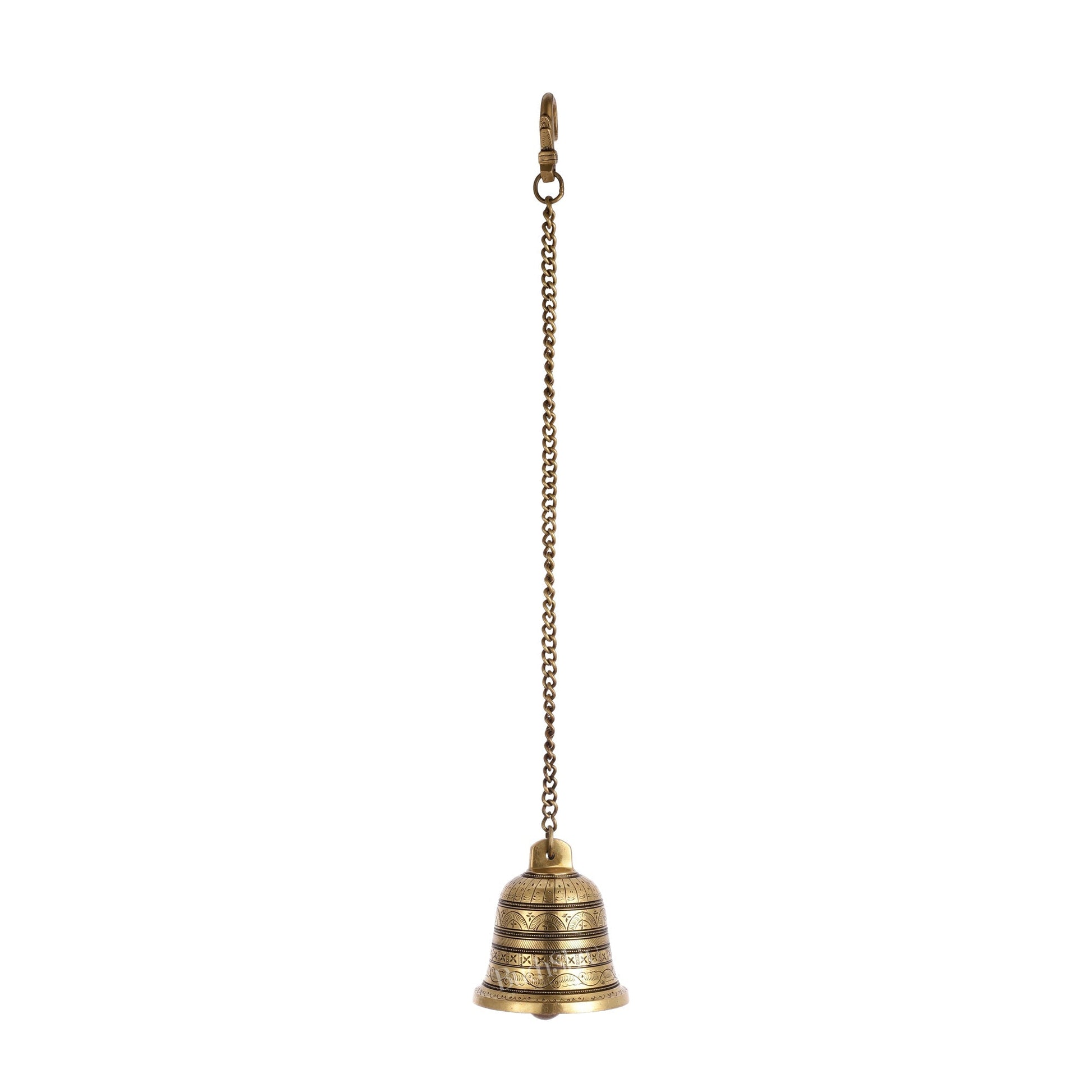 Brass Engraved hanging bell 4.5 inch diameter