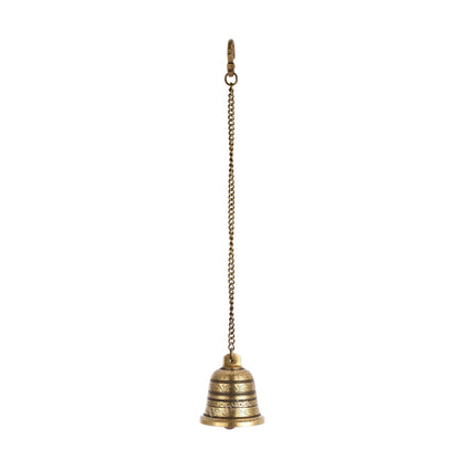 Brass Engraved hanging bell 4.5 inch diameter