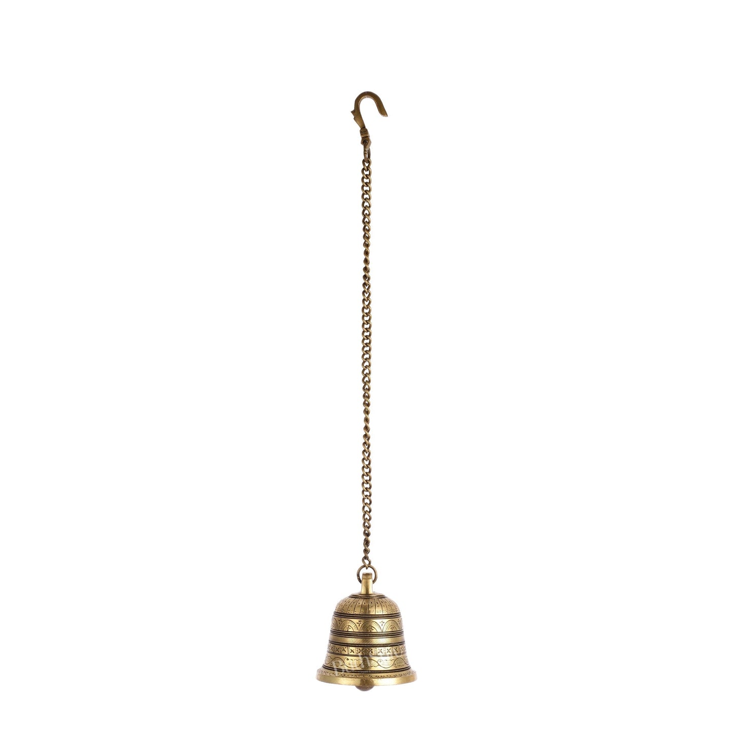 Brass Engraved hanging bell 4.5 inch diameter