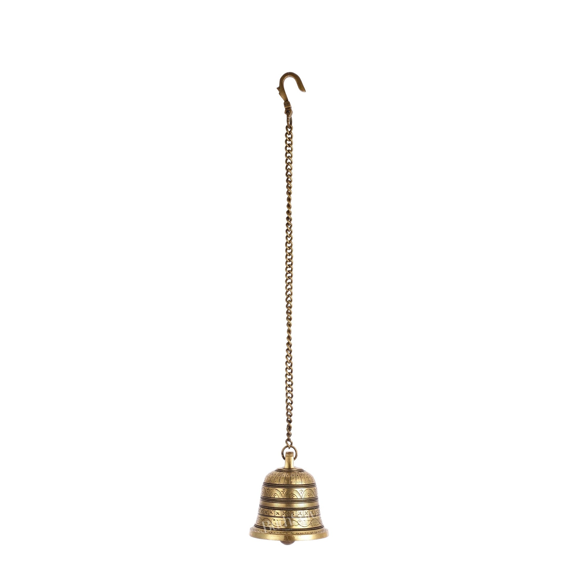 Brass Engraved hanging bell 4.5 inch diameter
