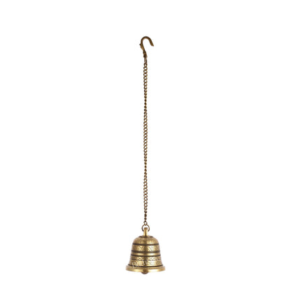 Brass Engraved hanging bell 4.5 inch diameter