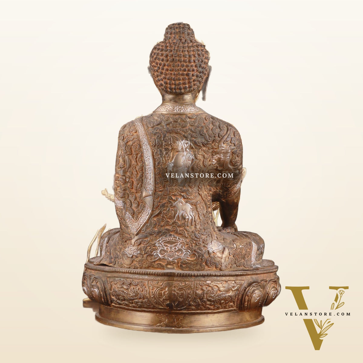 Brass Enlightened Nirvana Buddha Statue & Superfine Kalpavriksha Tree – Spiritual Decor Set