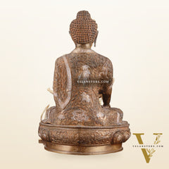 Brass Enlightened Nirvana Buddha Statue & Superfine Kalpavriksha Tree – Spiritual Decor Set