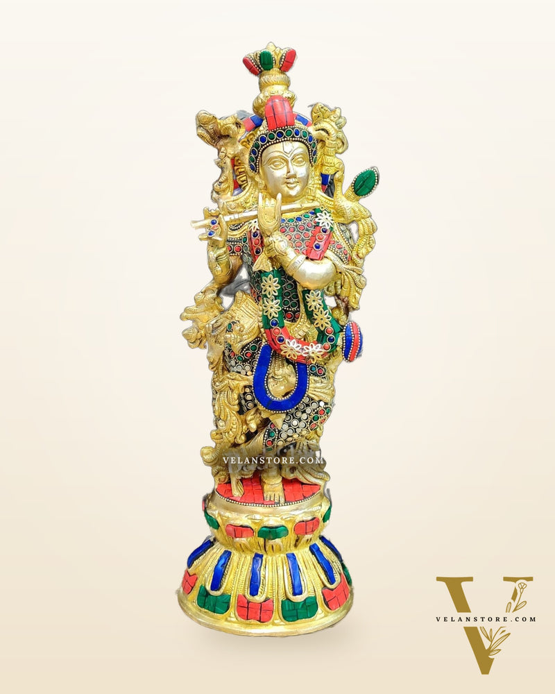 Brass Fine Quality Krishna Statue | 18 inch