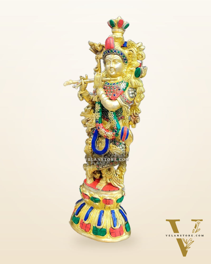 Brass Fine Quality Krishna Statue | 18 inch