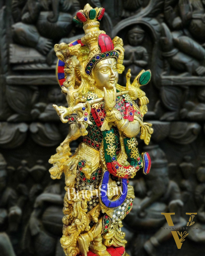 Brass Fine Quality Krishna Statue | 18 inch
