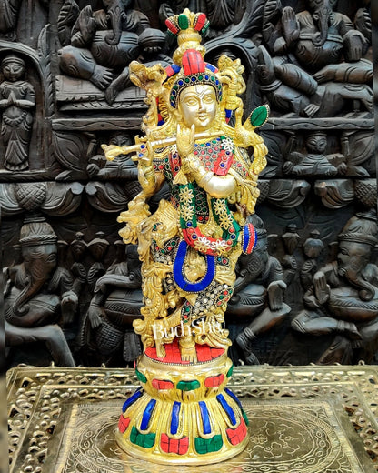 Brass Fine Quality Krishna Statue | 18 inch
