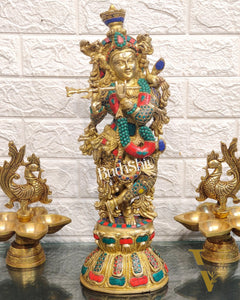 Brass Fine Quality Krishna Statue | Height 18 inch