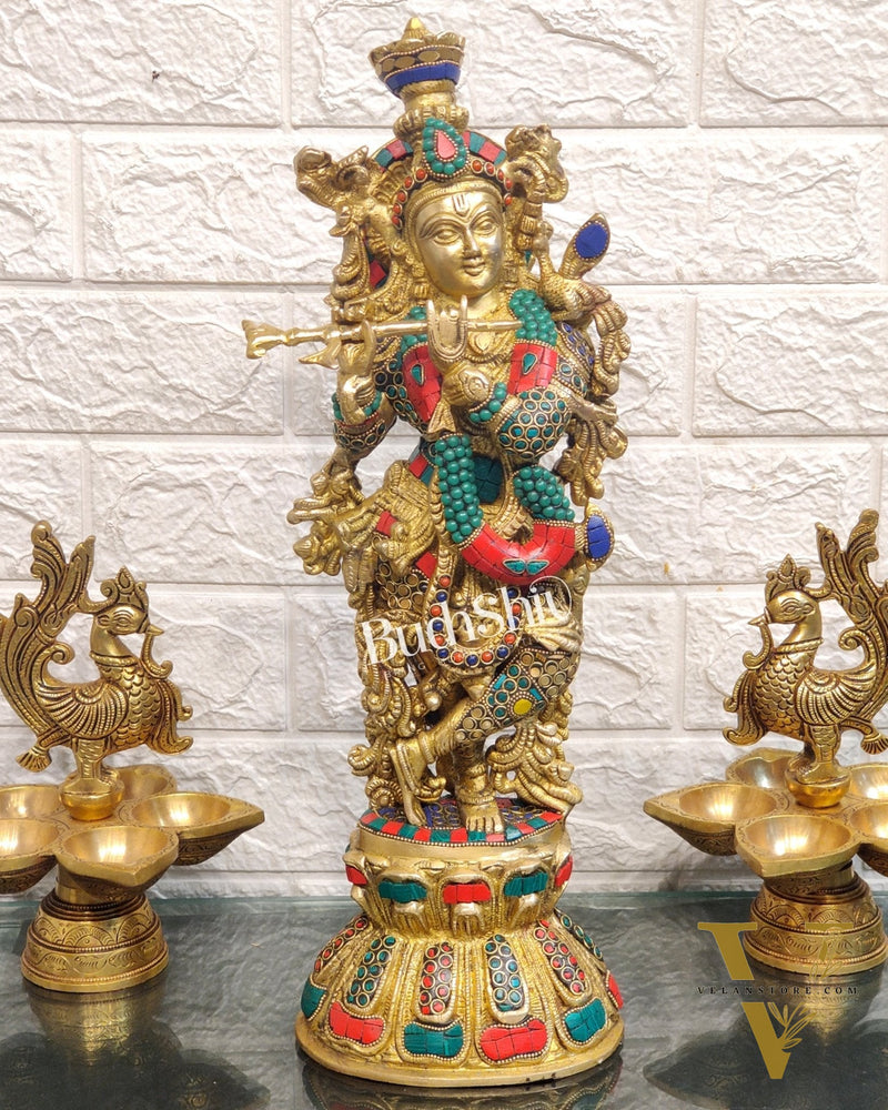 Brass Fine Quality Krishna Statue | Height 18 inch