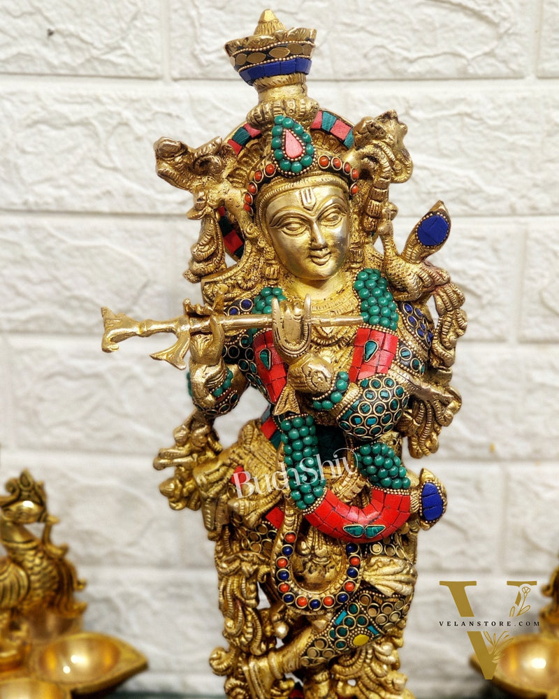 Brass Fine Quality Krishna Statue | Height 18 inch