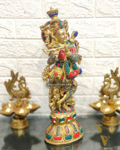 Brass Fine Quality Krishna Statue | Height 18 inch