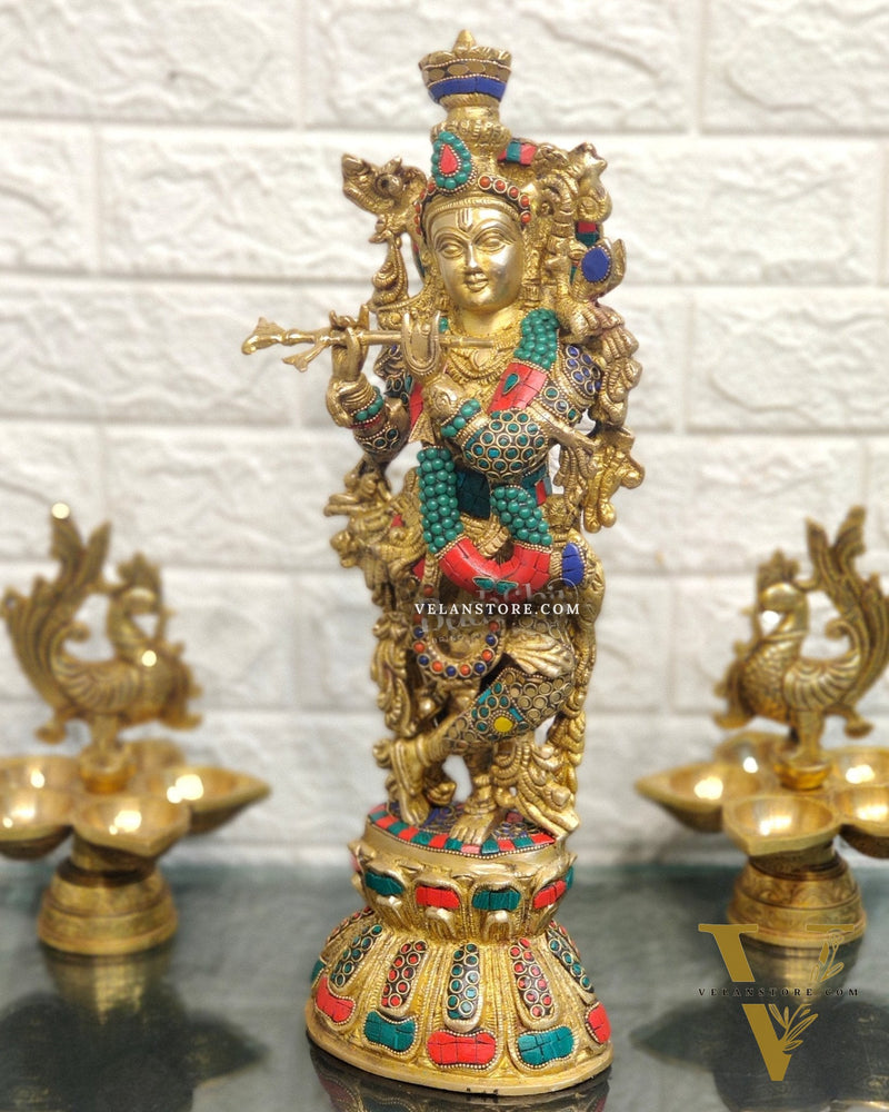 Brass Fine Quality Krishna Statue | Height 18 inch