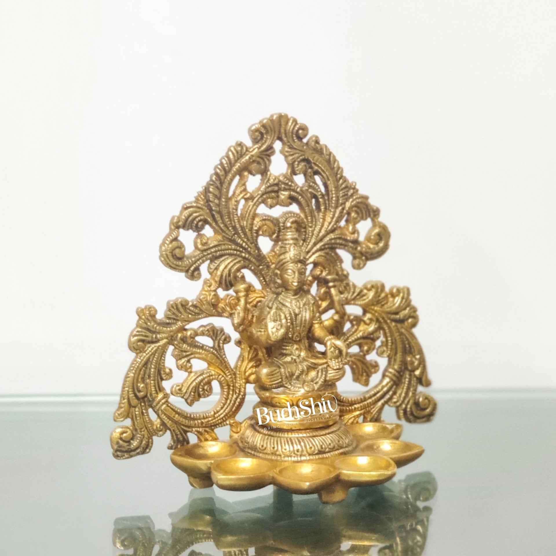 Brass Fine Quality Lord Ganesha and Goddess Lakshmi Panchdeep - Pair or Single panchdeepam 6.5"